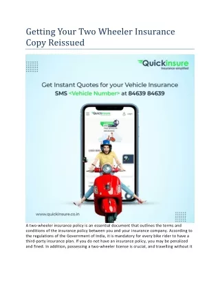 getting your two wheeler insurance copy reissued