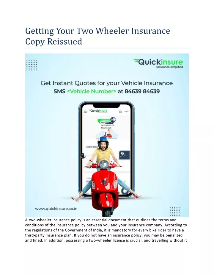 getting your two wheeler insurance copy reissued
