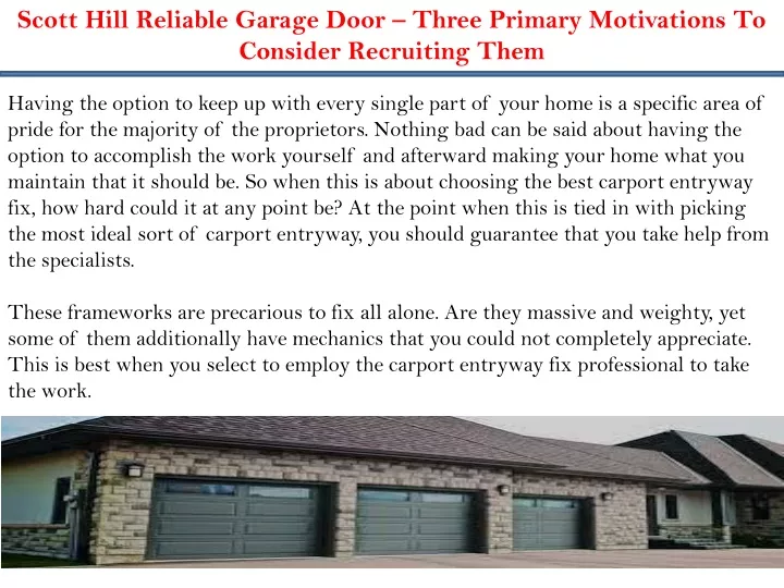 scott hill reliable garage door three primary