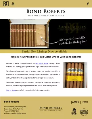 Unlock New Possibilities: Sell Cigars Online with Bond Roberts