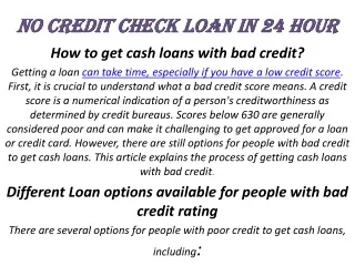 no credit check loan in 24 hour