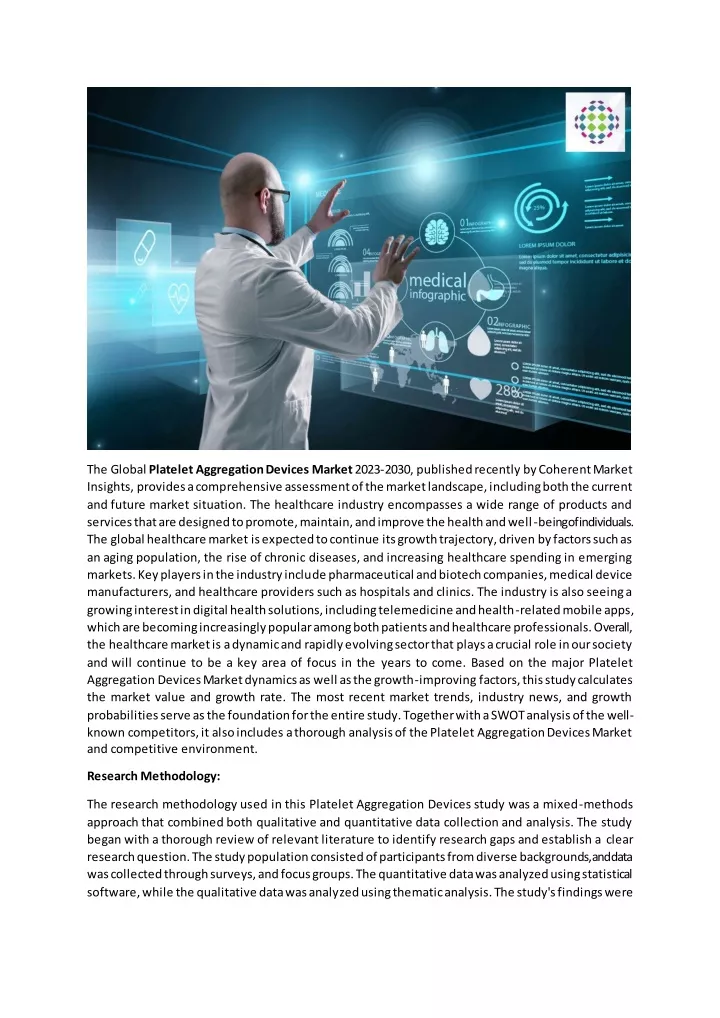 the global platelet aggregation devices market