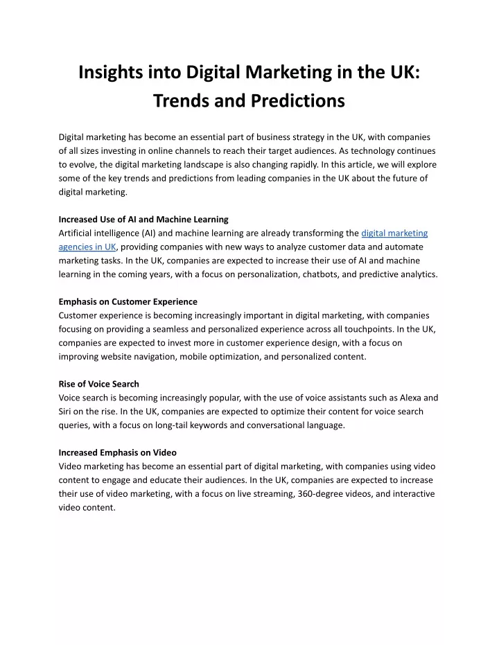 insights into digital marketing in the uk trends