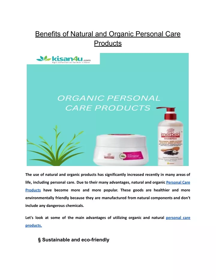 benefits of natural and organic personal care