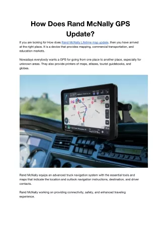 How Does Rand McNally GPS Update
