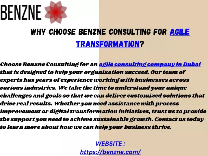 why choose benzne consulting for agile