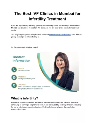 The Best IVF Clinics in Mumbai for Infertility Treatment
