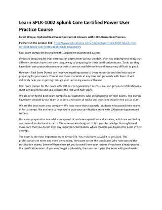 learn splk 1002 splunk core certified power user