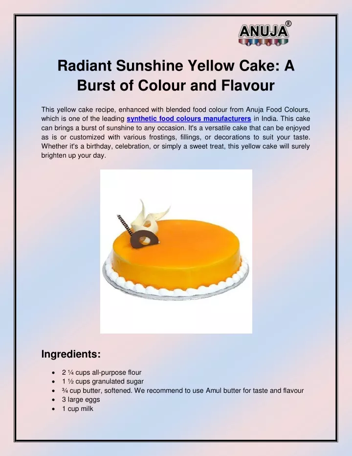 radiant sunshine yellow cake a burst of colour