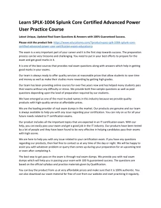 learn splk 1004 splunk core certified advanced