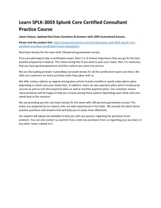 learn splk 3003 splunk core certified consultant