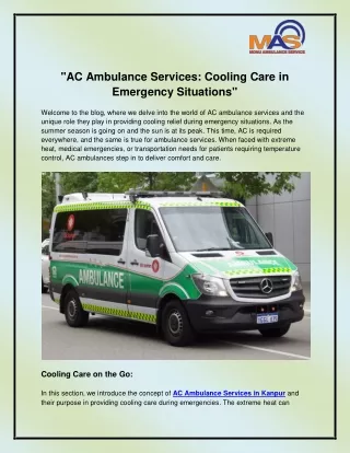 Top Ambulance Services In Lucknow