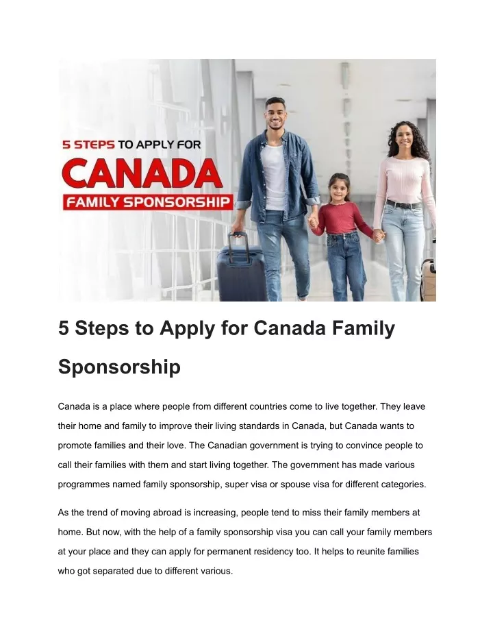 5 steps to apply for canada family