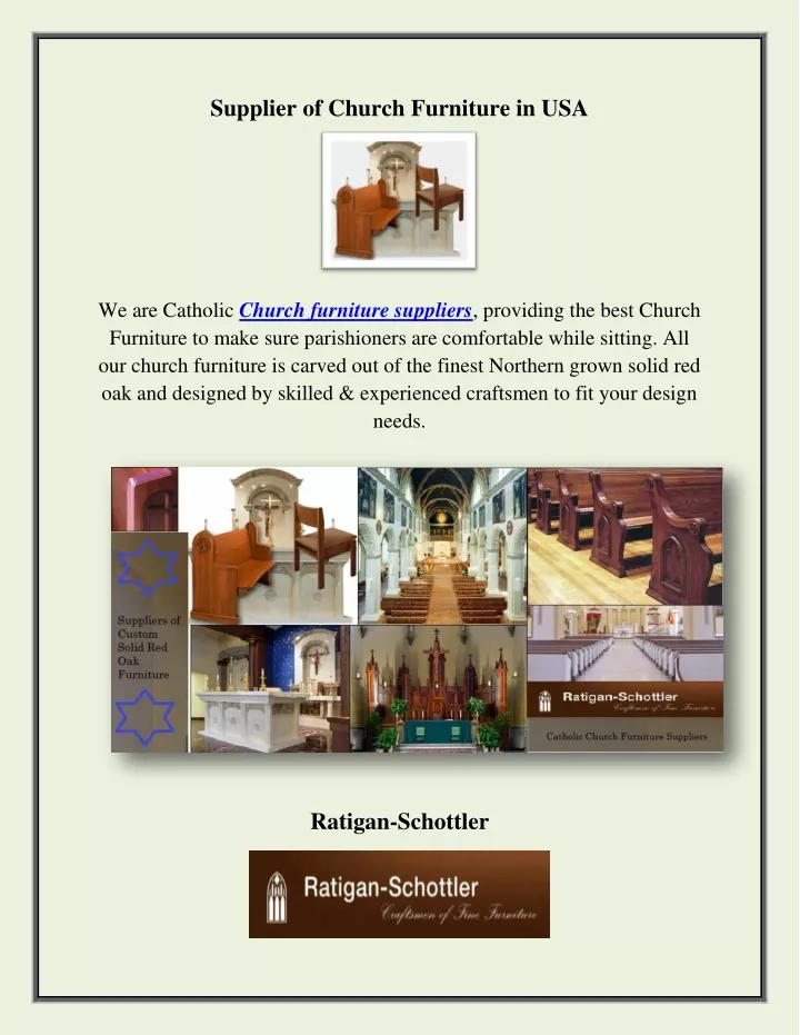 supplier of church furniture in usa