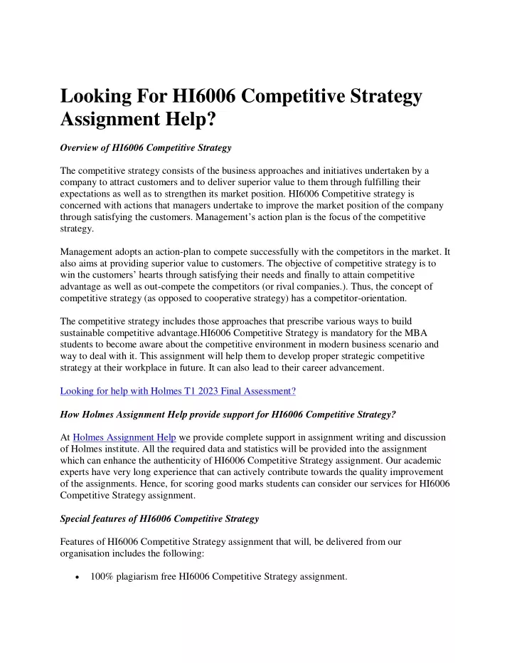 looking for hi6006 competitive strategy