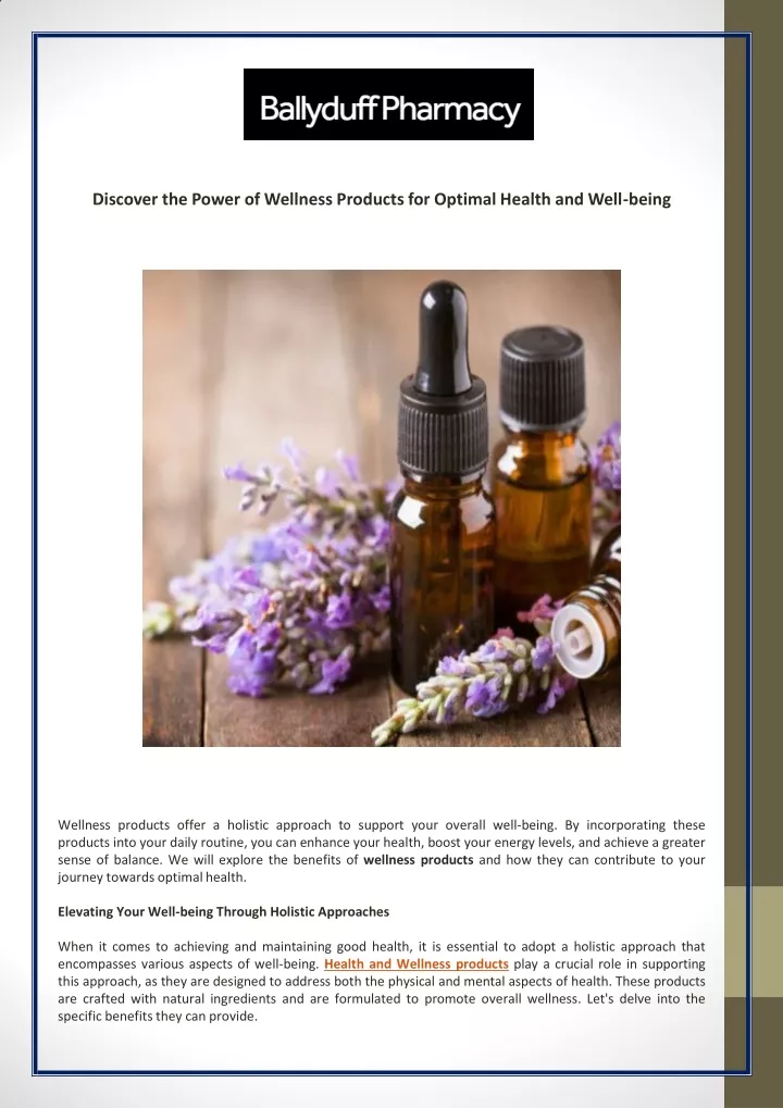 discover the power of wellness products