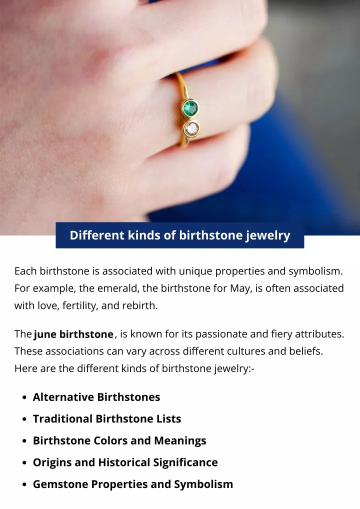 different kinds of birthstone jewelry