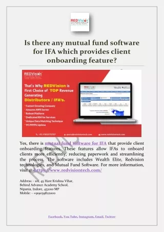 Is there any mutual fund software for IFA which provides client onboarding feature
