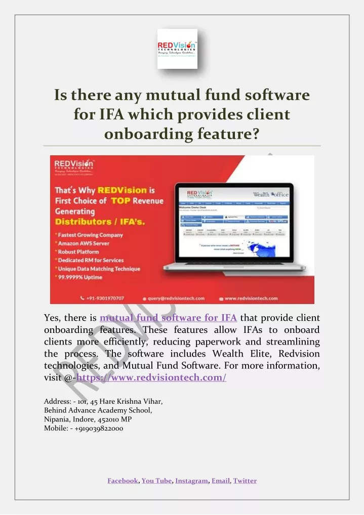 is there any mutual fund software for ifa which