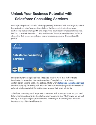 Unlock Your Business Potential with Salesforce Consulting Services