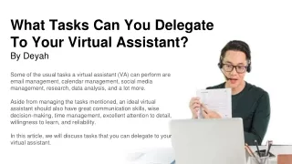 What Tasks Can You Delegate To Your Virtual Assistant