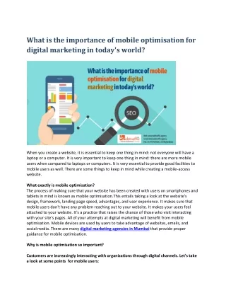 what is the importance of mobile optimisation
