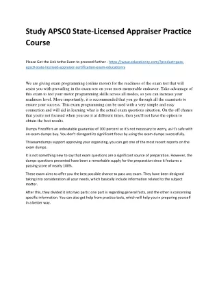 study apsc0 state licensed appraiser practice