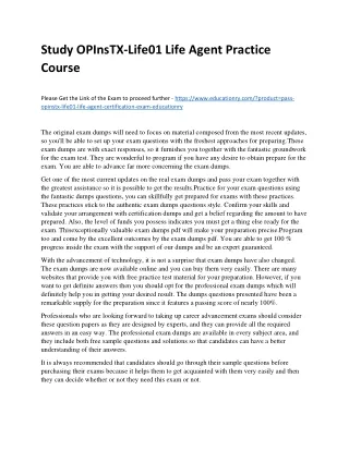 study opinstx life01 life agent practice course