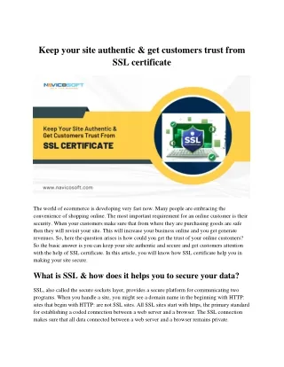 Keep your site authentic & get customers trust from SSL certificate.