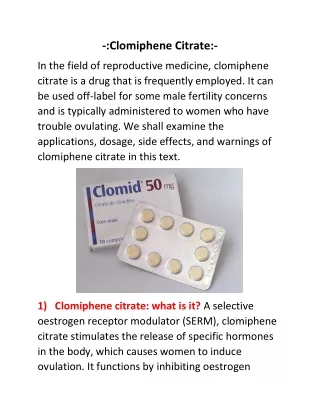 Buy Clomiphene Citrate (clomid 50 mg ) online | OnlineGenericMedicine