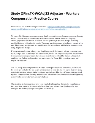 study opinstx wcadj32 adjuster workers