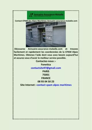 Contact CPAM des Alpes Maritimes Annuaire-assurance maladie com