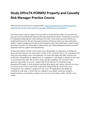 study opinstx pcrm92 property and casualty risk