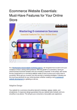 ecommerce website essentials must have features for your online store