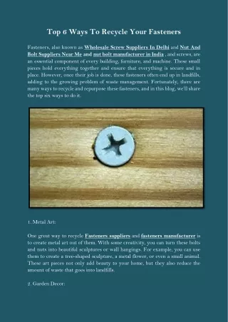 top 6 ways to recycle your fasteners