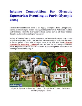 Intense Competition for Olympic Equestrian Eventing at Paris Olympic 2024