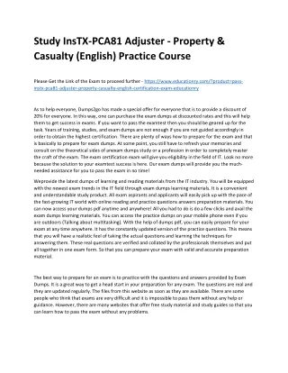 study instx pca81 adjuster property casualty