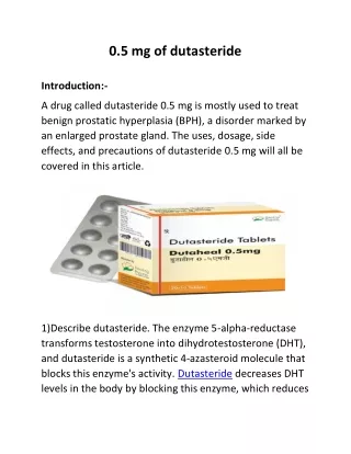 Buy Duststeride 0.5 mg (Avodart) Capsule At best price | OnlineGenericMedicine