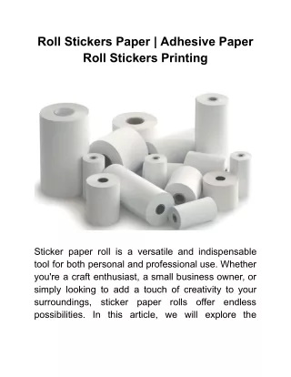 Roll Stickers Paper _ Adhesive Paper Roll Stickers Printing