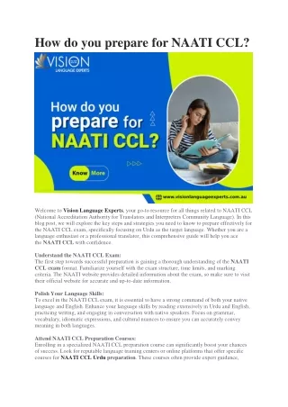 how do you prepare for naati ccl