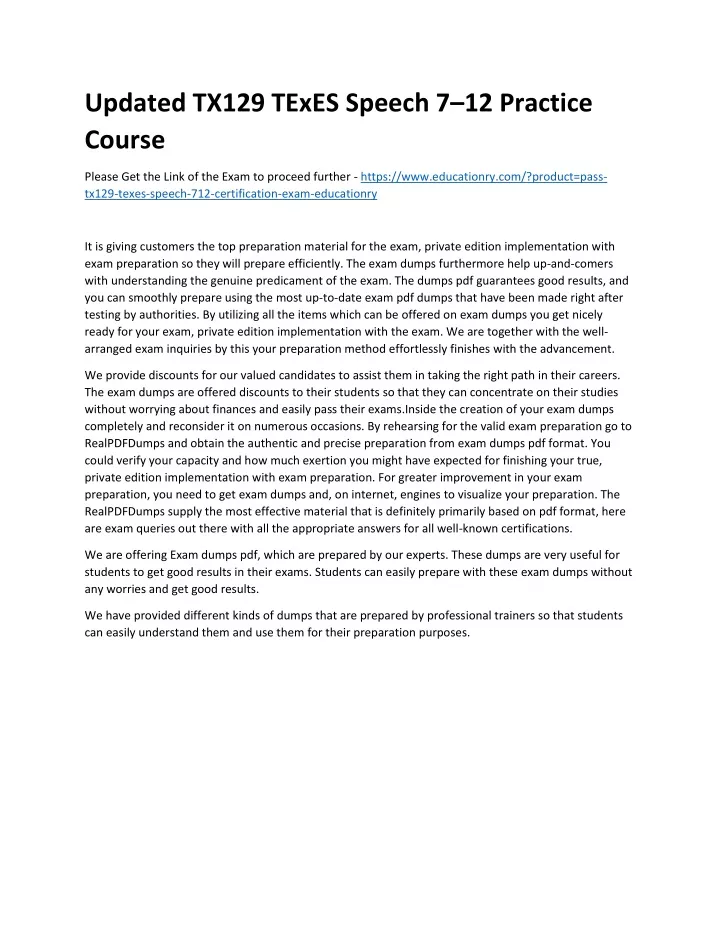 updated tx129 texes speech 7 12 practice course