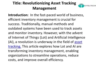 title revolutionizing asset tracking management