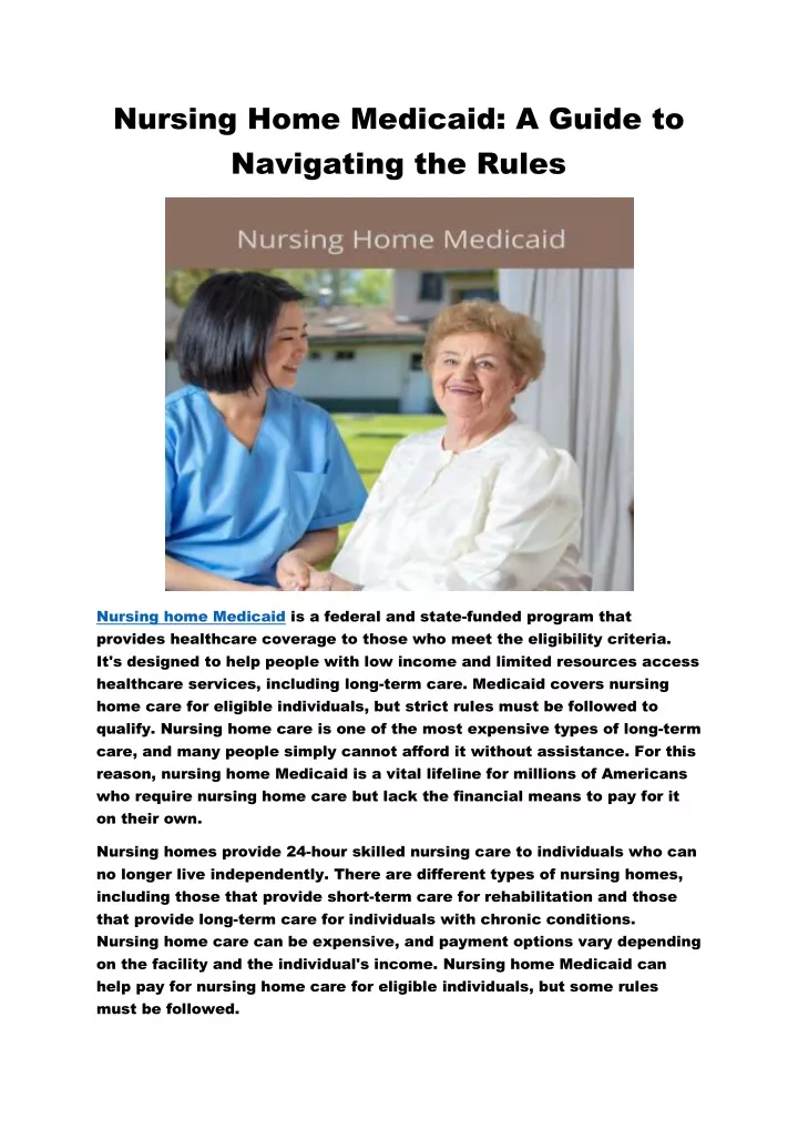 nursing home medicaid a guide to navigating
