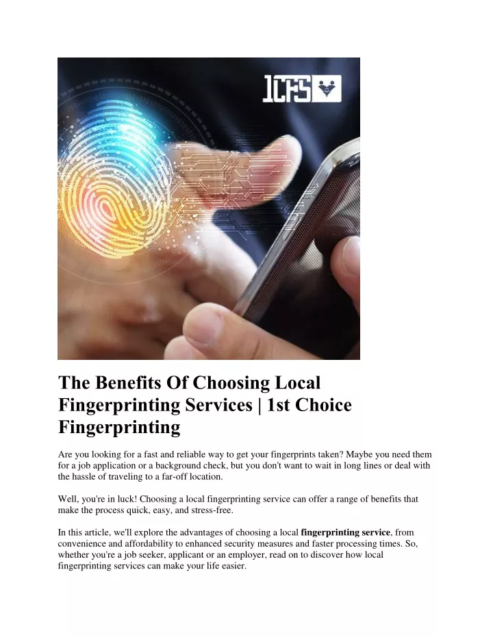 the benefits of choosing local fingerprinting