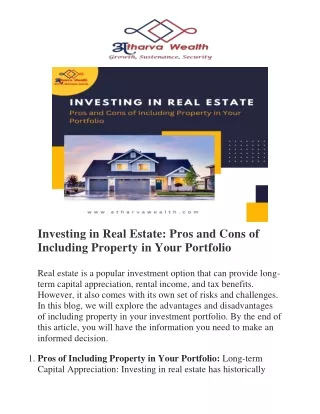 Investing in Real Estate Pros and Cons of Including Property in Your Portfolio