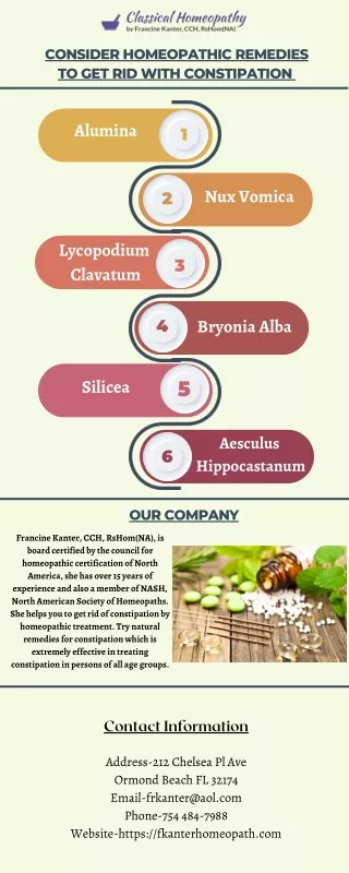 consider homeopathic remedies to get rid with