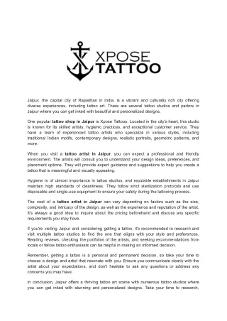 Tattoo in Jaipur | Best Tattoo Maker Artist | Xpose Shop