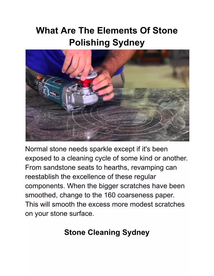 what are the elements of stone polishing sydney