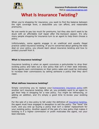 What is Insurance Twisting - Insurance Professionals of Arizona