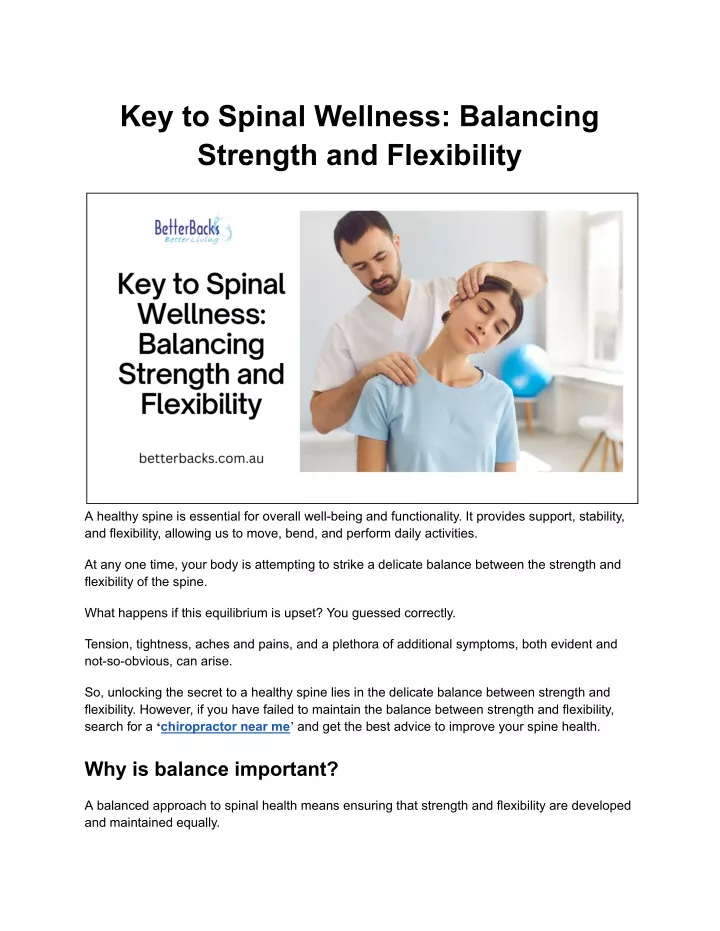 key to spinal wellness balancing strength